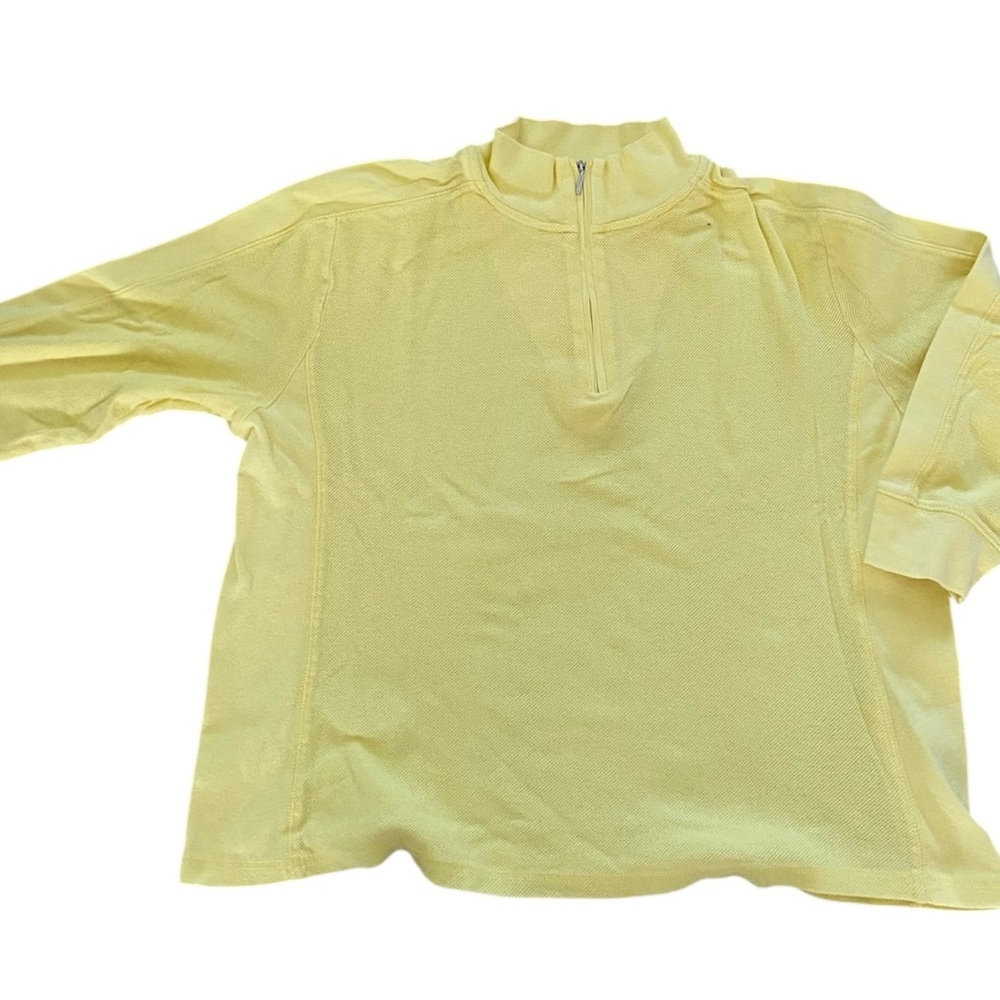 Talbots Yellow Quarter-Zip Pullover, 100% cotton, cropped, 3/4 sleeves, size L